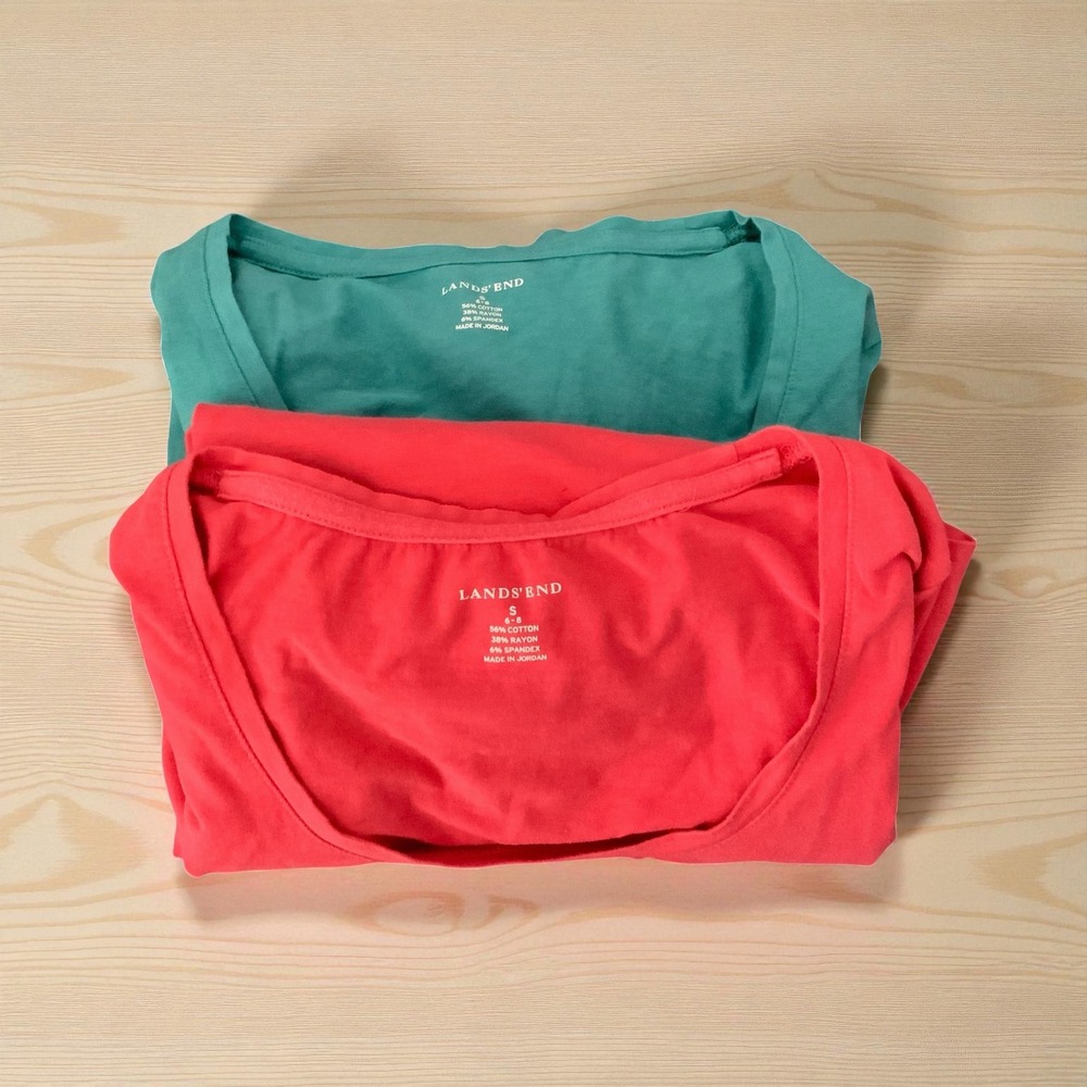Lands End, Two Long Sleeve Scoop Neck T-shirts size Small